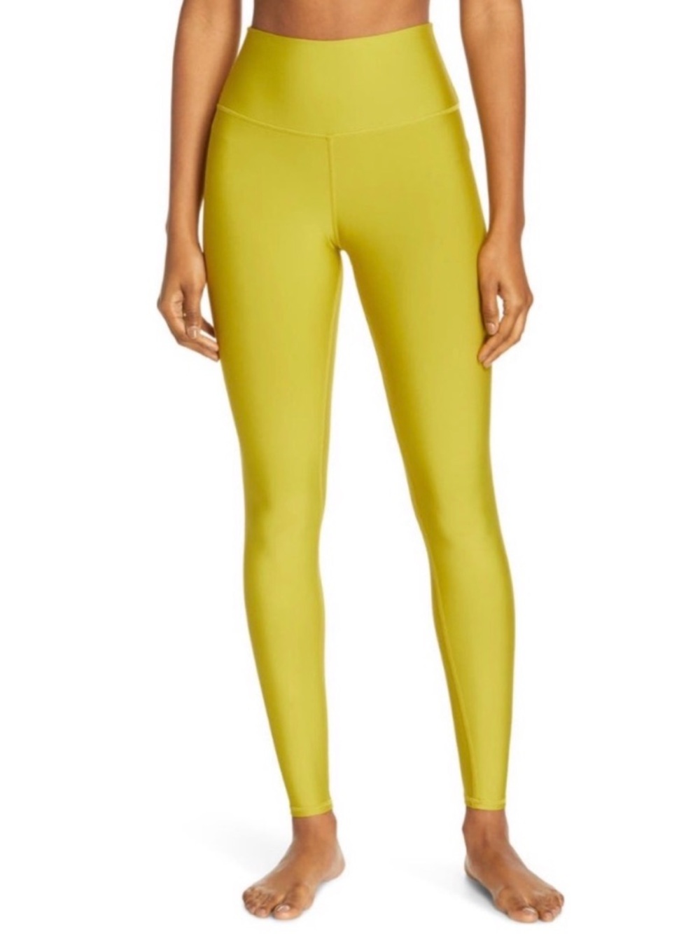 Alo yoga chartreuse airlift leggings, ribbed tank, hoodie set